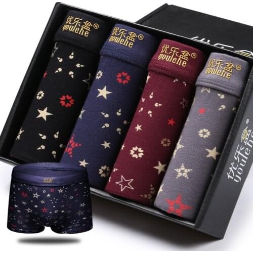 Male Panties Wide Waistband cuecas Boxer Nature Cotton Men mens Underwear boxers Cueca Boxer Shorts Homme 4pcs/lot
