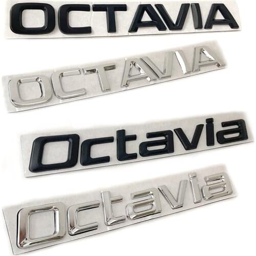 High Quality 3D Octavia Metal Sticker Black Silver Logo Emblem Rear Trunk Badge Labeling Letters Decal Car Styling Accessories