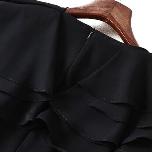 2020 New Arrivals Spring Summer Ruffle Short Sleeve Runway Designer Women High Quality Black Slim Mini Dress Girls Female