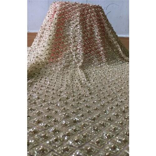 Gold glitter and beads shiny glued print glitter lace fabric for sawing / evening dress/stage decoration JRB-72607