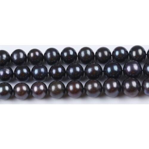 10-13mm Black Pearl peacock Near Round Edison Shape Baroque Freshwater Pearl Beads foJewelry Making