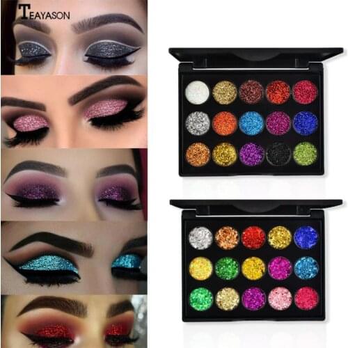 15 Colours Diamond Glitter Eye Shadow Palette Sequins Gliiter Pearl Makeup Tray Long-lasting Natural Cosmetic TSLM1