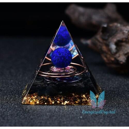 2.36‘’ Orgone Pyramid Lapis Sphere Gift Quartz Healing Meditation Crystal