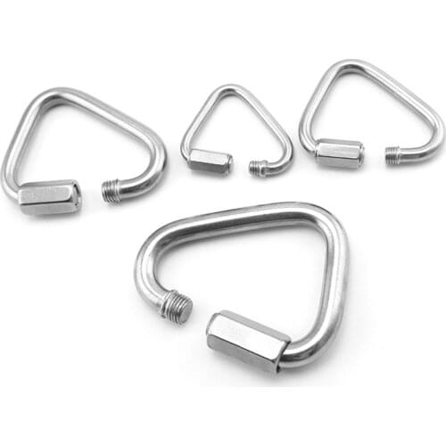 2Pcs M12 Triangle-type Quick Screw Link Chain Fastener Hook Carabiner 304 Stainless Steel Repair Hiking Camping Quick Link Ring