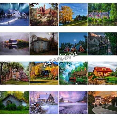 5D Diamond Painting House Full Square Diamond Embroidery Natural Scenery Rhinestone Mosaic Cross Stitch Home Decoration Crafts