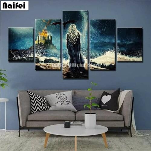 5D DIY Diamond Painting 5 Pcs Castle woman back view Diamond Embroidery Cross Stitch Rhinestone Mosaic Halloween Gift Wall Art
