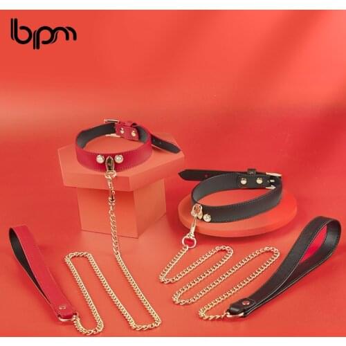Bpm PU Leather Slave Collar Bondage Dog Collar Neck Harness Sex Collar Leash Adult Sex Products For Couples Exotic Accessories