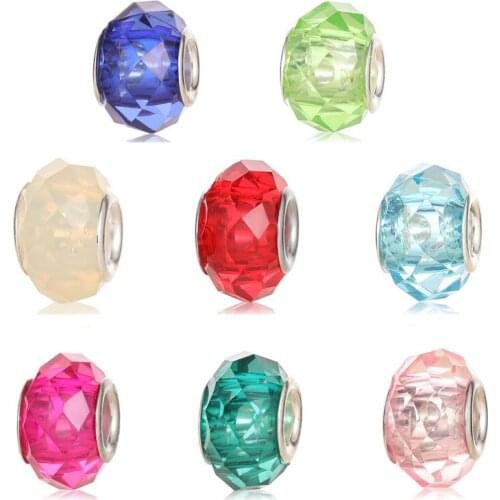 New Fashion Big Hole Colorful Faceted Beads DIY Pendant Suitable For Original Pandora Charm Bracelet Ladies Jewelry Making Gifts