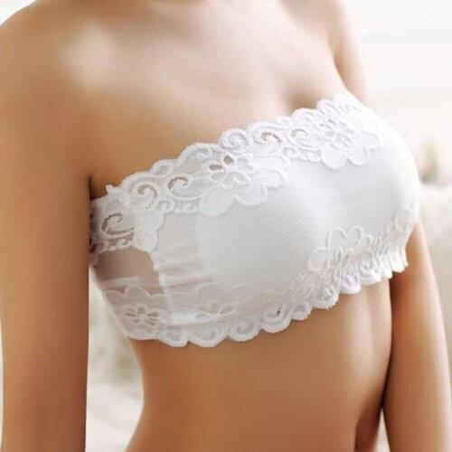 Bandeau Bra Summer Brand Strapless Bra Womens Sexy Padded Lace Wrap Tube Top Bandeau Short Tanks Seamless Black Underwear