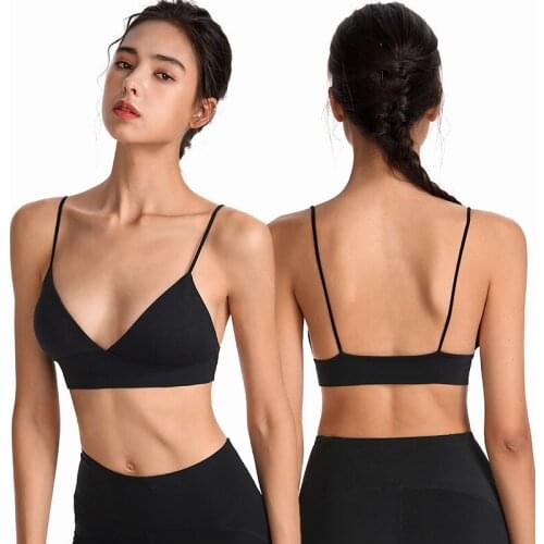 Ji Deng Triangle Cup Wireless Bra Deep V Sexy Beauty Back Stretch Comfort Yoga Underwear Yoga Bra