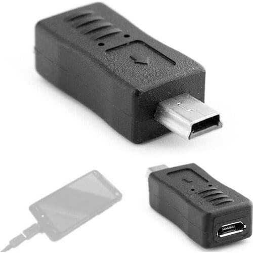 Black Micro USB Female to Mini USB Male Adapter Charger Converter Adaptor
