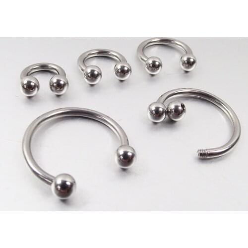 2 Pieces 16G 14G Stainless Steel Circular Barbells Eyebrow Tragus Earring Nose Ring Closure Nipple Body Piercing Jewelry