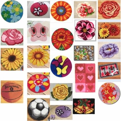 Flowers 01 shipping Latch Hook Kit Rug Cushion Pillow Mat DIY Craft Flower Cross Stitch Needlework Crocheting Rug Embroidery 7