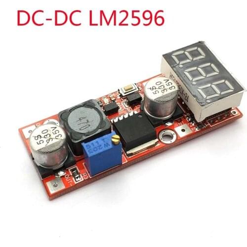 DC-DC Adjustable Voltage Regulator Module With Digital Tube LM2596 Green Voltmeter