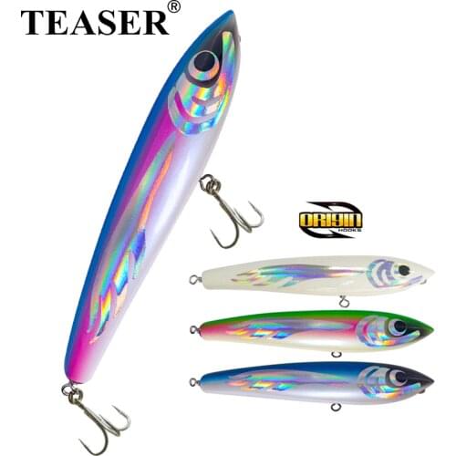 TEASER 120g Pencil Topwater Wooden Lure Deepsea Pencil Lure Stickbait GT Surface Trolling Lure Open Ocean Angling Fishing Bait