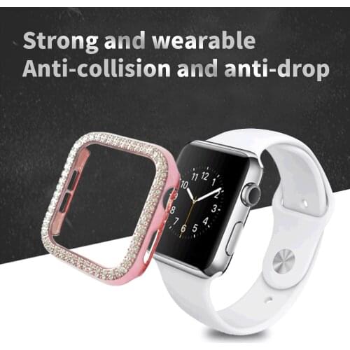Half Pack Double Diamond Cover For Apple Watch 44mm 40mm Bumper Accessories Case Protector Case iWatch Series 6 SE 5 4 3 2 1