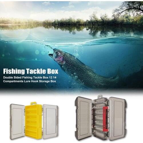 Double Sided Fishing Tackle Box 12 14 Compartments Lure Hook Storage Box