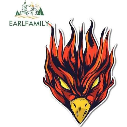 EARLFAMILY 13cm x 9cm for Burning Phoenix Flames VAN Car Stickers Waterproof Trunk Cartoon Decal Bumper Surfboard RV Car Styling