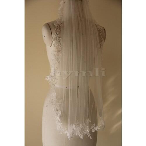 1 Layer 95cm Wedding Veils Fingertip Length Bridal Veil Bridal Accessories Metal Veil