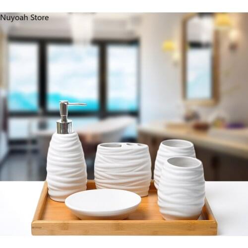 Home Bathroom Kit White Ceramic Toothbrush Holder Soap Dish Lotion Bottle Bathroom Decoration Accessories/toothpaste Dispenser