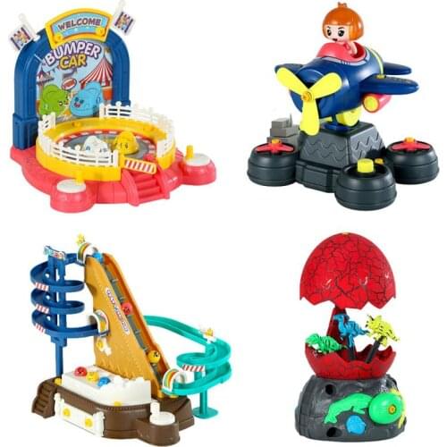 Puzzle Game Assemble Toy Building Blocks Dinosaur Egg Rotating Airplane Bumper Car Roller Coaster Building Blocks DIY Toy 3D