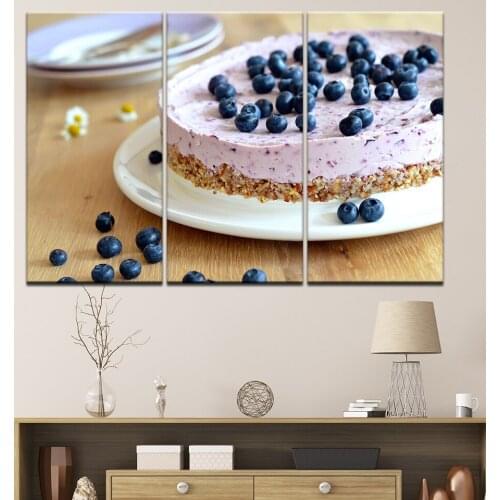 Canvas Painting Food blueberry-cake 3 Pieces Wall Art Painting Modular Wallpapers Poster Print for living room Home Decor