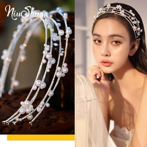 NiuShuya Multi-layer White Elegant Wedding Headbands Tiaras Bridal Hairbands Wedding Hair Accessory Prom Hair Jewelry