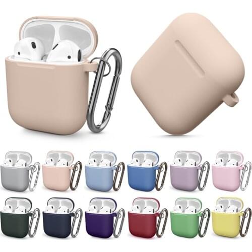 Soft Silicone With keychain Case For Apple Airpods 1 2 Shockproof Cover For Apple AirPods 2 Earphone Cases Protector Case airpod