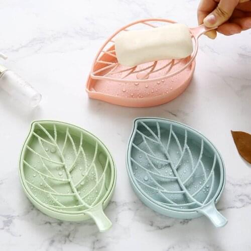 1PC Soap Dish Double Layer Portable Leaf Shape Multi-functional Soap Box Sopa Container Plastic Bathroom Accessories