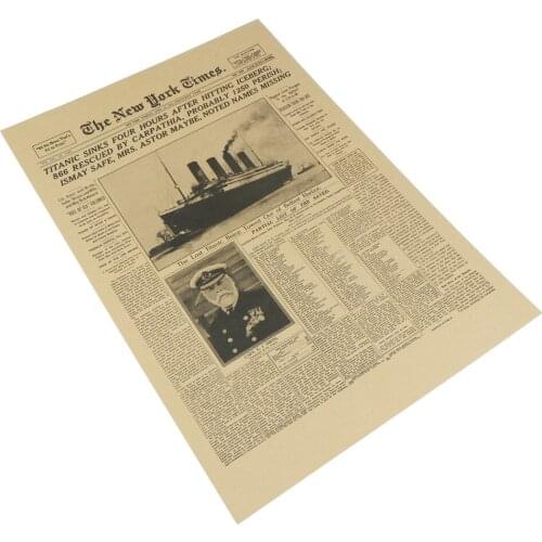 Hot Sale The New York Times History Poster Titanic Shipwreck Old Newspaper Retro Kraft Paper Home Decoration Wall Sticker