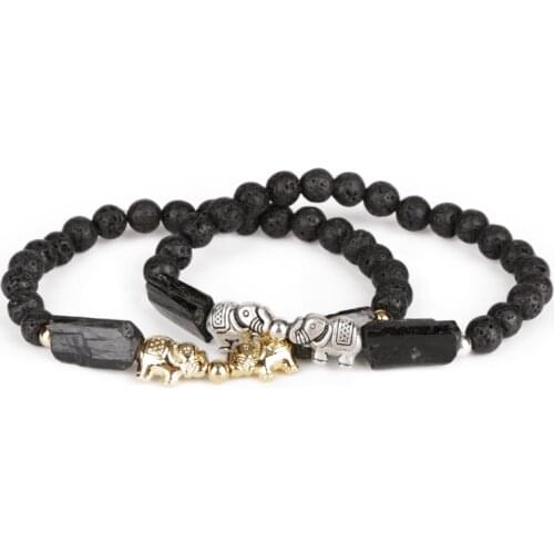 Natural Rough Black Tourmaline Healing Stone Bead 6mm Matte Onyx Lava Hematite Coral Charm Beaded Energy Bracelets For Man Women