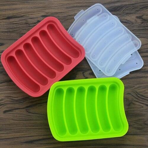 New DIY Sausage Making Mold Silicone Burger Hot Dog Maker Mould With 6 Cavity Sausage Makers Microwave Oven Safe Sausage Tool