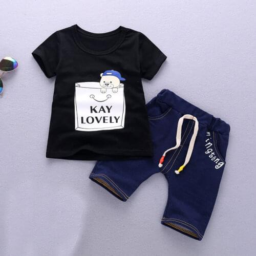 New Fashion Brand 100% Cotton Summer Baby Boys Clothes Set 2pcs Children Clothing Suit Bebe Kids Short Sleeve Clothes Set Baby B
