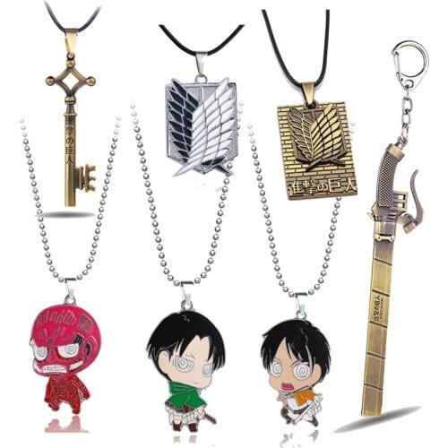 Cartoon Anime Attack on Titan Necklace Wings of Freedom Pendant Metal Chain Eren Levi Choker Necklaces for Men Jewelry Gifts