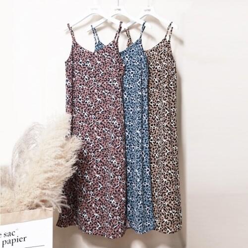 Toppies 2021 Summer Leopard Midi Dress Woman Sleeveless Camisole Dress Korean Female Sundress Leisure Clothes