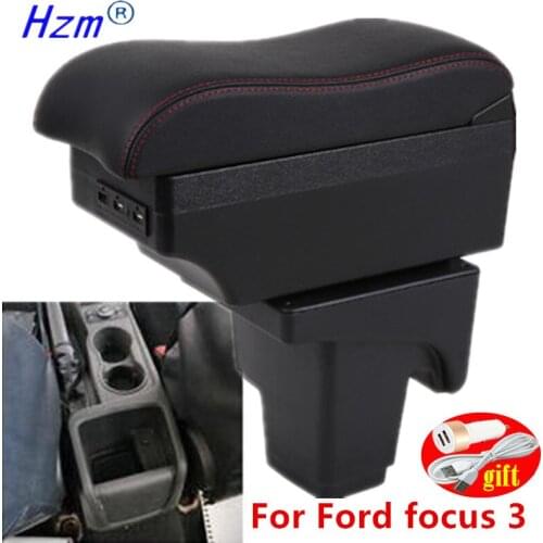 For Ford focus 3 Armrest Interior Parts special Retrofit parts For Ford Focus III Car Armrest Center Storage box with USB LED