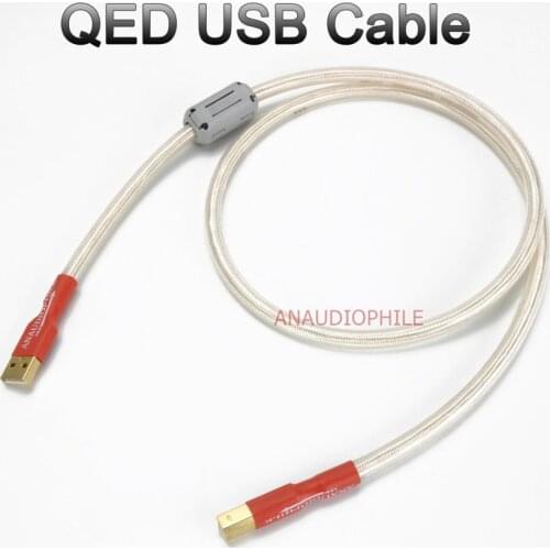 QEDD Sliver Plated HiFi USB Cable QED Signature USB A To B Audio Data Cable Enhanced Shield HiFi USB Cable