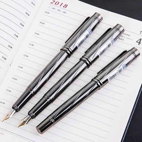 Luxury Metal Silver Fountain Pen 0.5mm Nib High Quality Business Writing Ink Pens tationery Office School Supplies Gifts