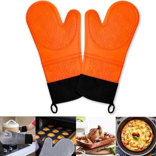 Bbq Grilling Cooking Silicone Gloves Heat Resistant Non-Slip Oven Mitten Gloves Kitchen Baking Barbecue Glove Bbq Accessories