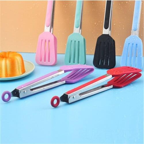 Silicone Food Tong Stainless Steel Kitchen Tongs Silicone Non-Slip Cooking Clip Clamp BBQ Salad Tools Grill Kitchen Accessories