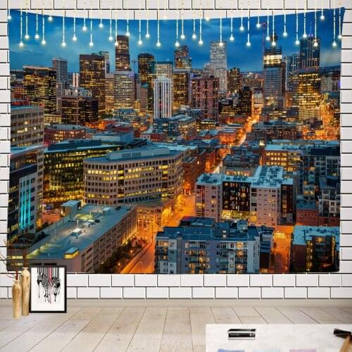 Denver Colorado Skyline Picnic Hippie Trippy Tablecloth Designed Art