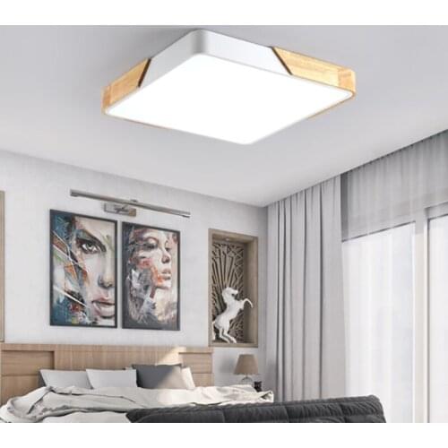 Modern Acrylic Wooden Frame Square LED Lights Lamp LED Ceiling Chandeiler Living Room Bedroom Restaurant Ceiling Lights