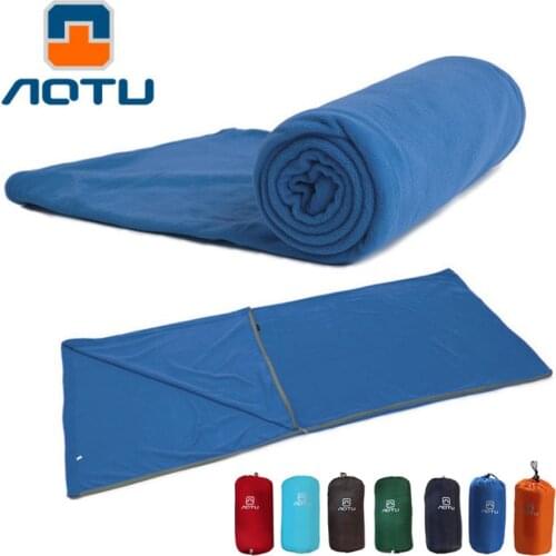AOTU Ultra-light Portable Polar Fleece Sleeping Bag Ultralight Spring Winter Sleeping Bag Liner for Camping Travel with Carry