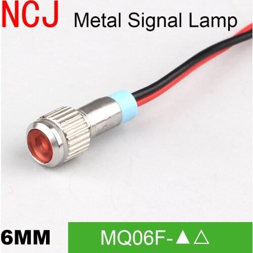 NCJ 6mm LED Signal lamp Indicator Metal signal lamp Warning light pilot light boat light dashboard car 3V/6V/12V/24V/110V/220V