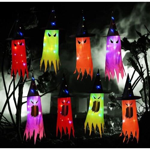 Halloween Decoration LED Lighted Witch Hats Ghost Hat for Halloween Home Decorations Outdoor Indoor Yard Tree Garden Party Decor