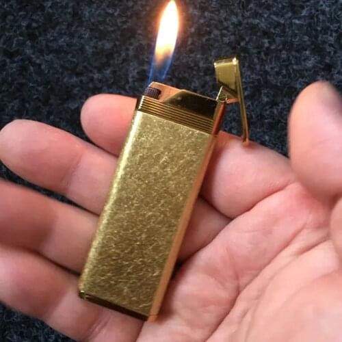 Ultra-thin business gas inflatable lighter, metal flint grinding wheel cigarettes smoking accessories gift