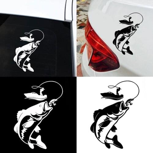 Funny Fishing Fisherman Fish Boat Car Vehicle Reflective Decals Sticker Decor Water-resistant and sun protection decorating your