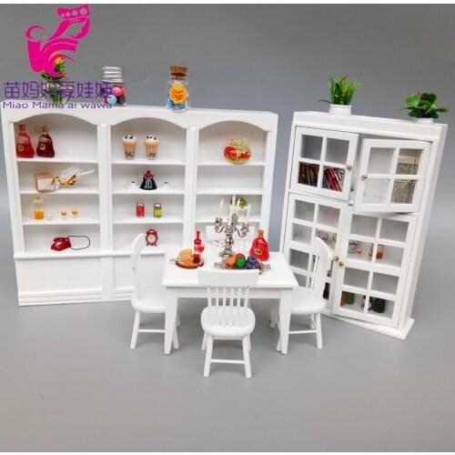 1/12 Doll house mini book room living room furniture accessories bookcase display European style cabinet with windows