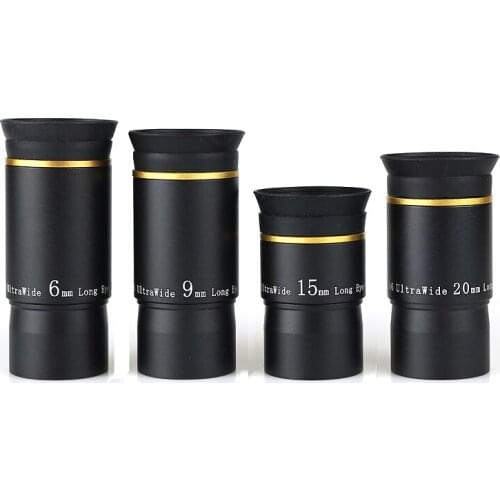 1.25inch 66 degree Ultra Wide Eyepiece 6mm 9mm 15mm 20mm Metal FMC Lens with Long Eye Relief Astronomical Telescope Accessories