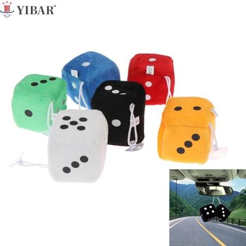 1 Pair Fashion Auto Car Fuzzy Dice Dots Rear View Mirror Hanger Decoration Car Styling Interior Accessorie